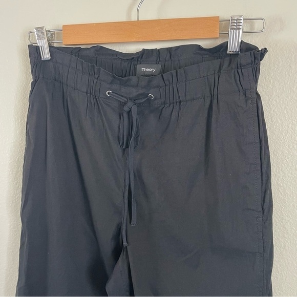 Theory Tralpin Drawstring Pants Black Crunch Wash Linen Blend Size 4 - Picture 5 of 12